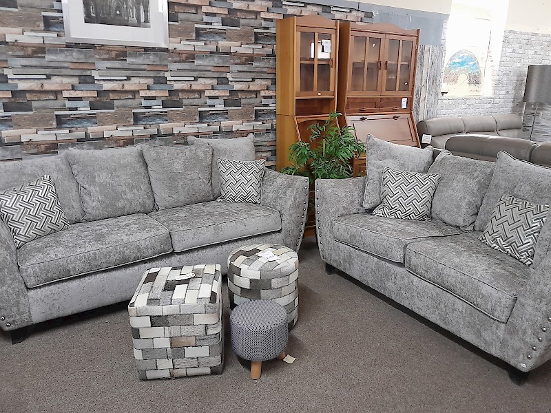 Silver 3 and 2 sofas