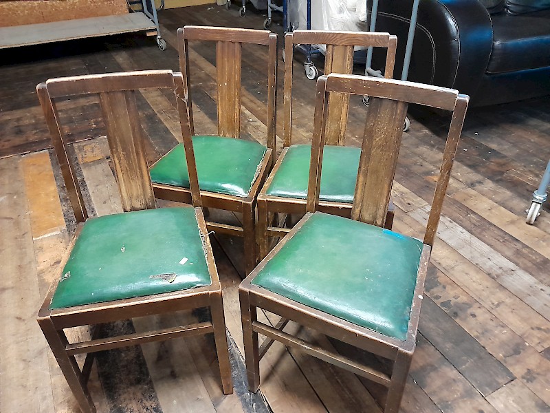 Set four vintage dining chairs