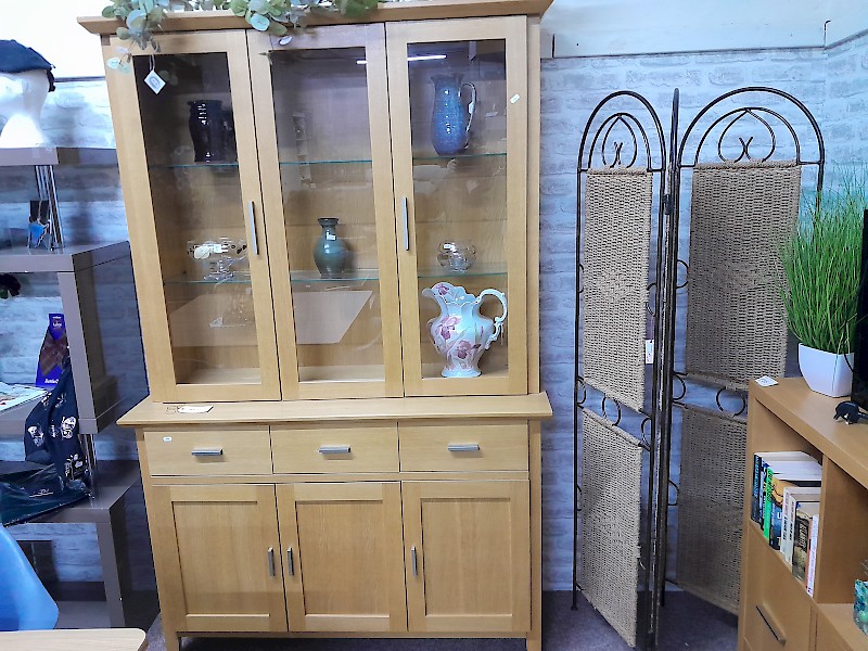 Oak display cabinet