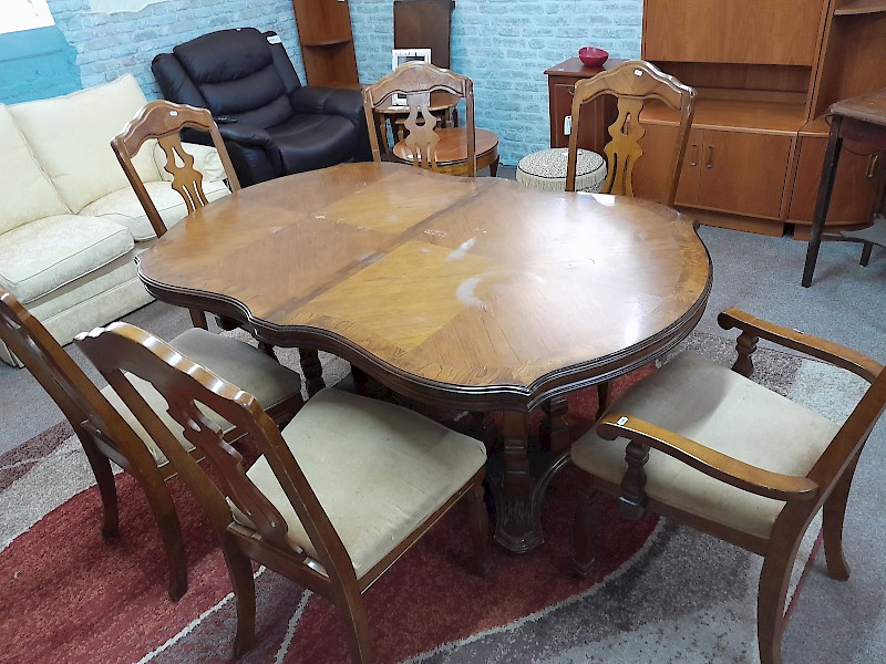 Extending table and six chairs