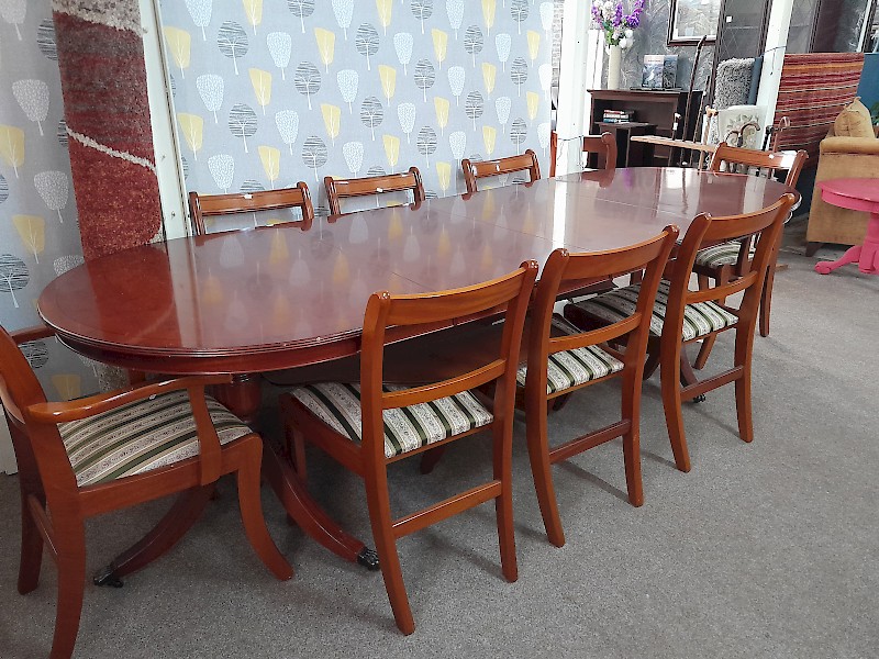 Extending table and eight chairs