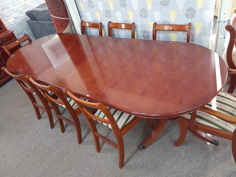 Extending table and eight chairs