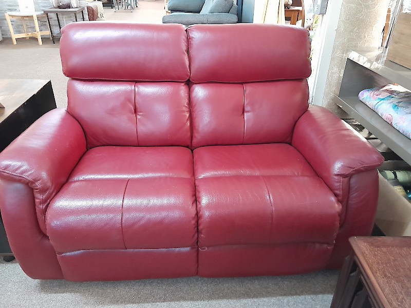 Red leather settee