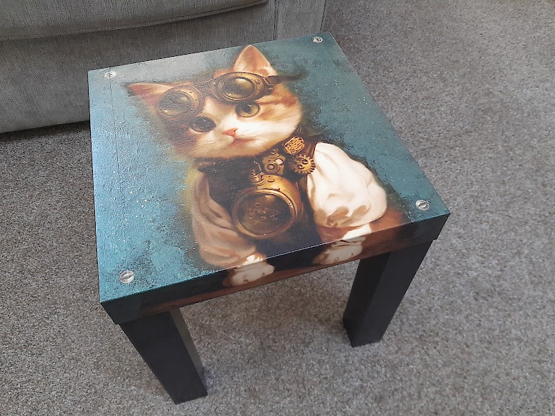 Steam punk cat table